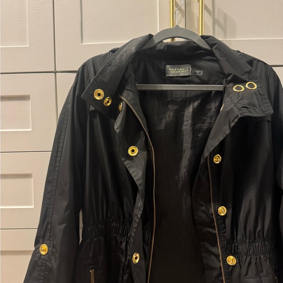 Black Rain Jacket w/ Gold Accents - Picture 1 of 5